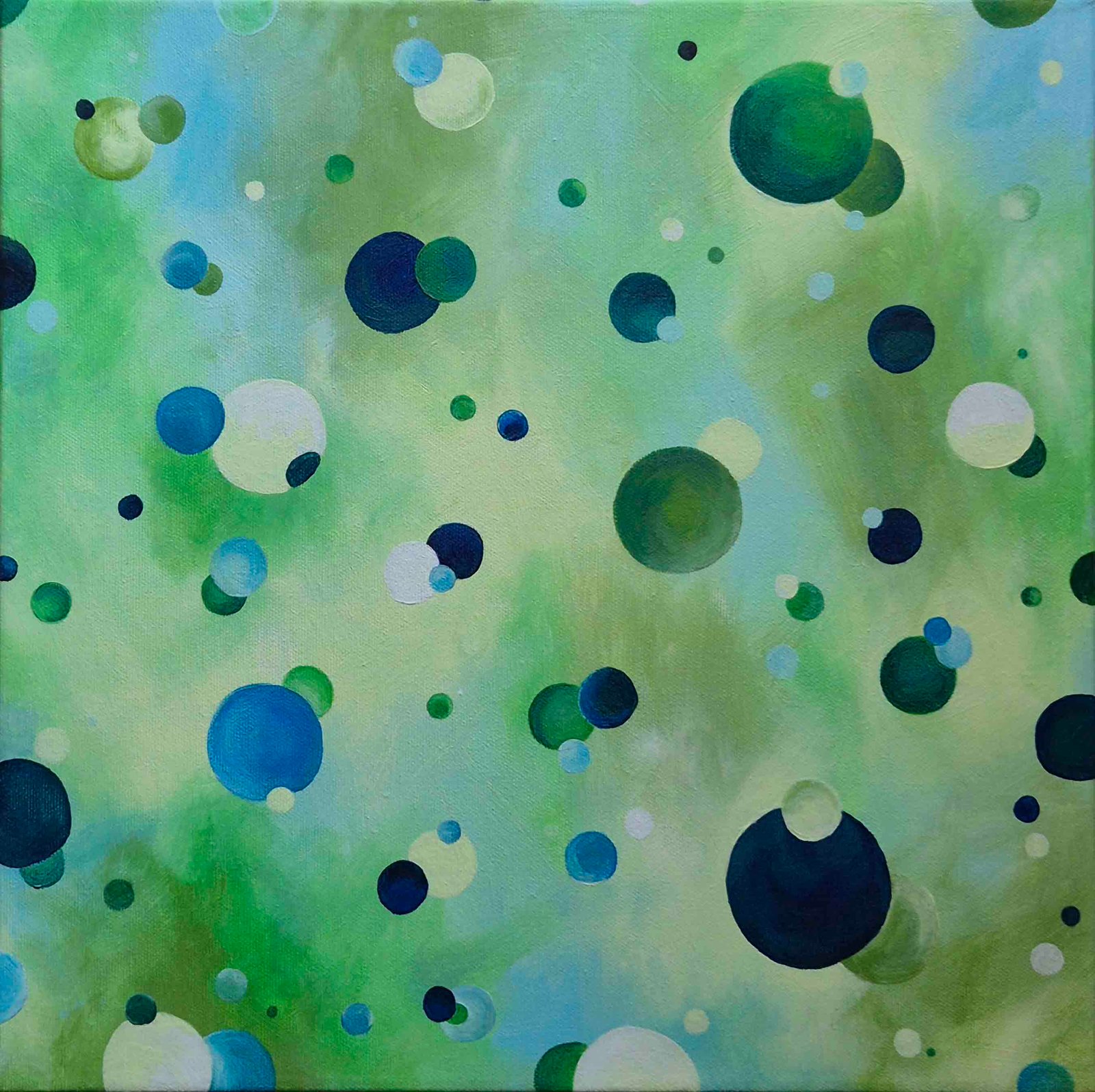 'Cool Circles' abstract painting by Sharon - 40x40cm acrylic on canvas