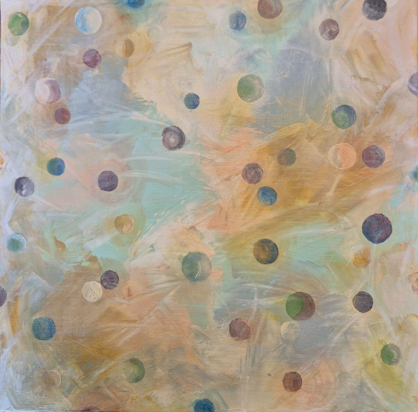 'Hovering Circles' abstract painting by Sharon - 40x40cm acrylic on canvas