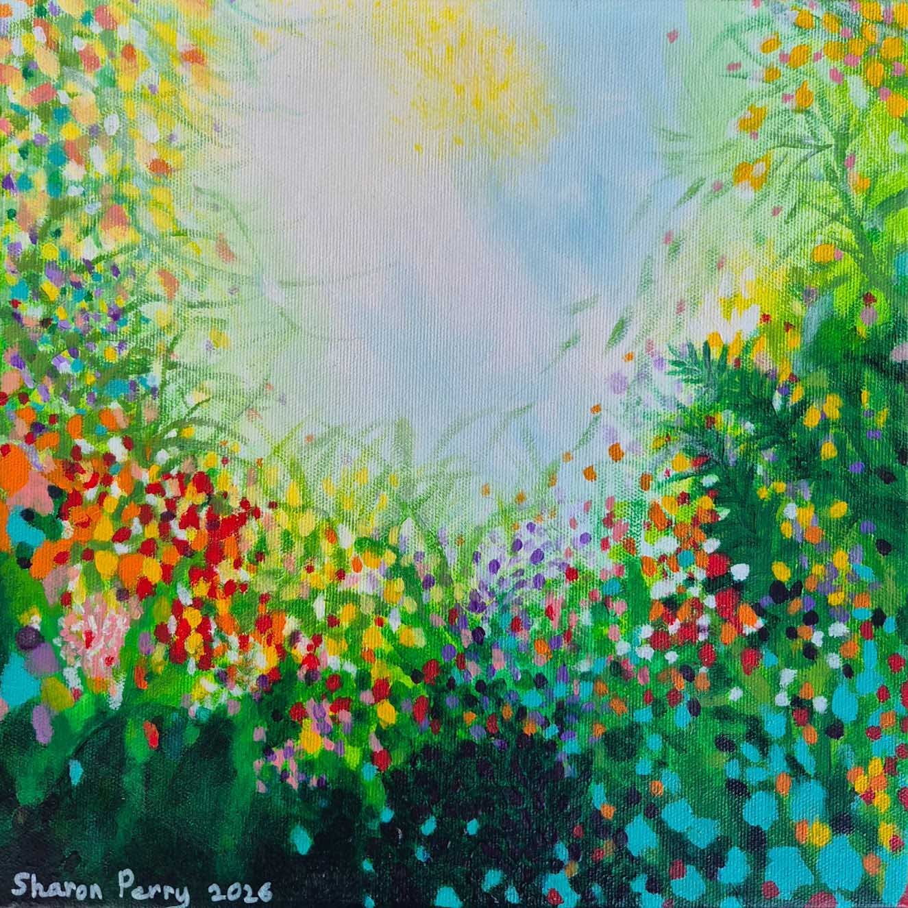 'Spring' nature and landscape painting by Sharon - 30x30cm acrylic on canvas
