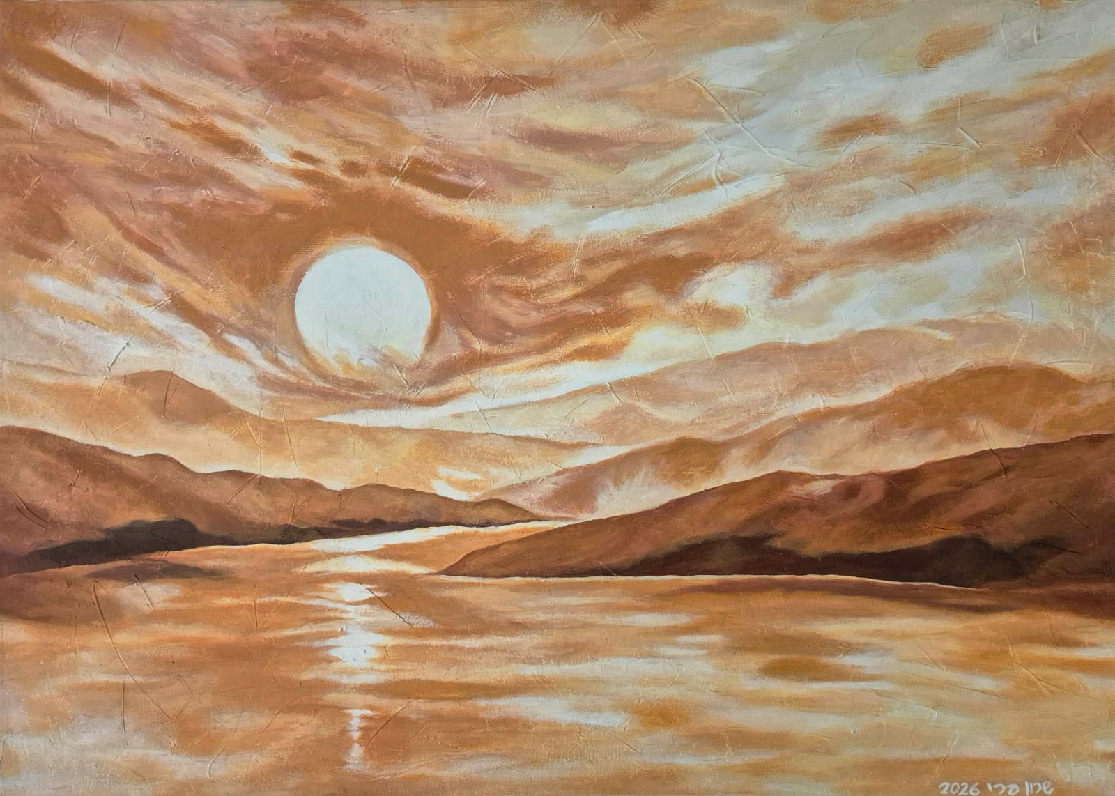 'Sunset' nature and landscape painting by Sharon - 70x50cm acrylic on canvas