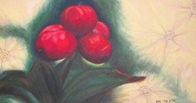 Final version of the Red Fruits custom painting, a nature and landscape artwork from Sharon’s Art