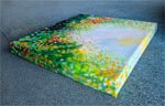 'Spring' nature and landscape painting by Sharon - 30x30cm acrylic on canvas displayed from a side angle