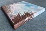 'Winter' nature and landscape painting by Sharon - 30x30cm acrylic on canvas displayed from a side angle